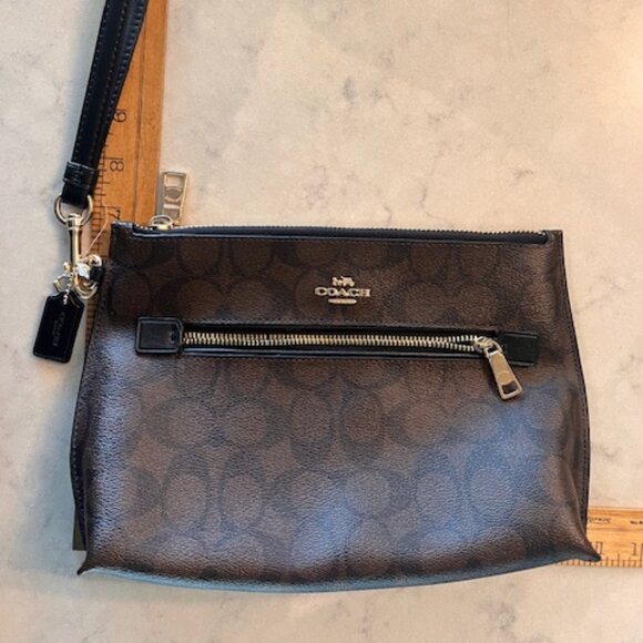 Coach Monogram Large Wristlet, Brand New, Dark Brown - Picture 1 of 6